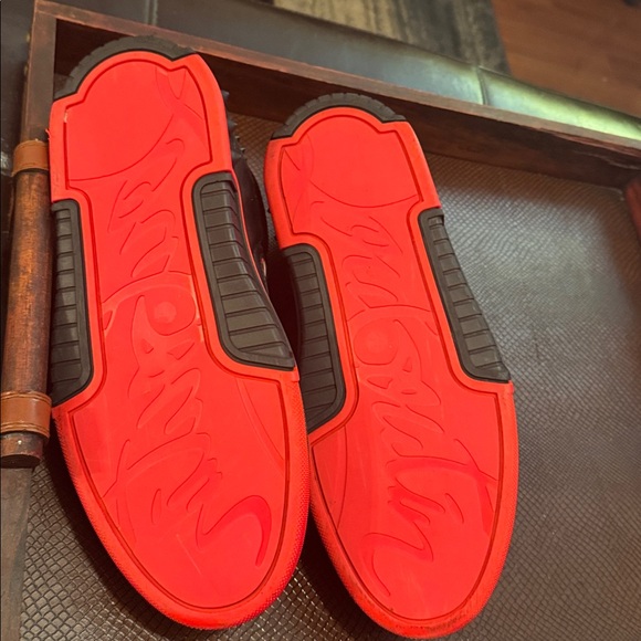 Christian Louboutin Black and Red Spiked Sneakers - Picture 3 of 5